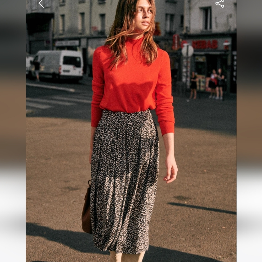 Sezane Elie Leopard Print Midi-Length Skirt - Picture 4 of 9